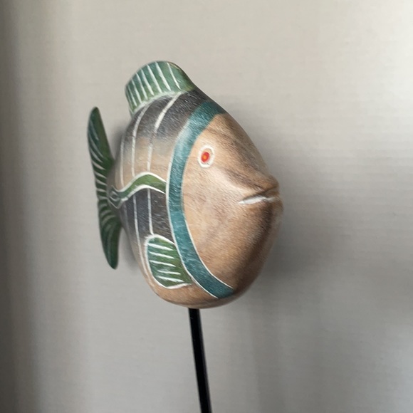 Wood Fish Decorative Wooden Fishing Beach Cottage Decor Gift Statue 15” - Picture 3 of 6